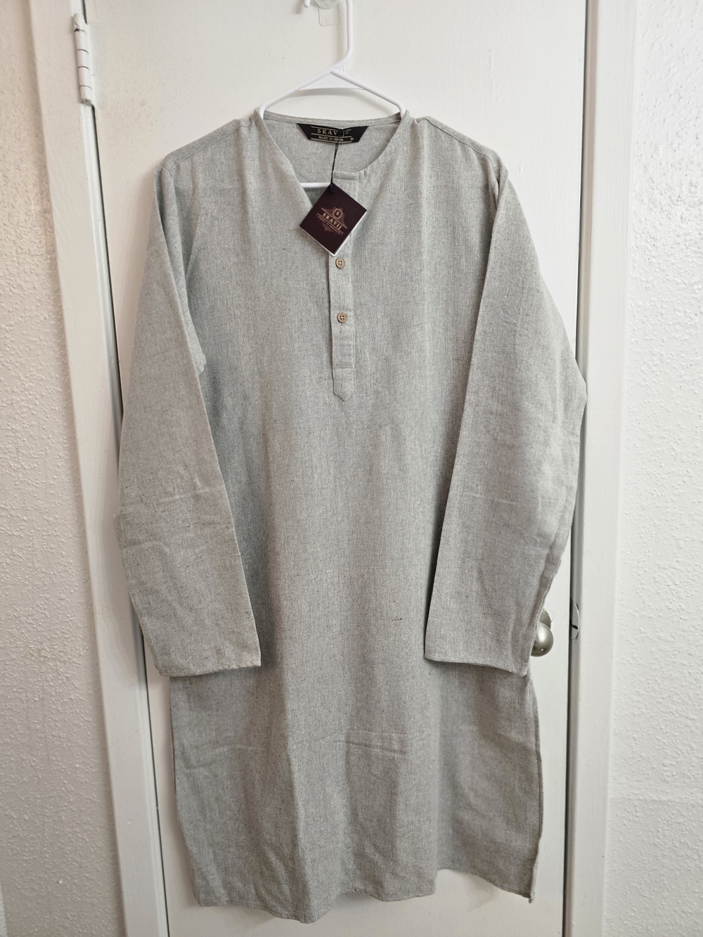 J. Peterman Long-Sleeve Henley Tunic - Light Gray